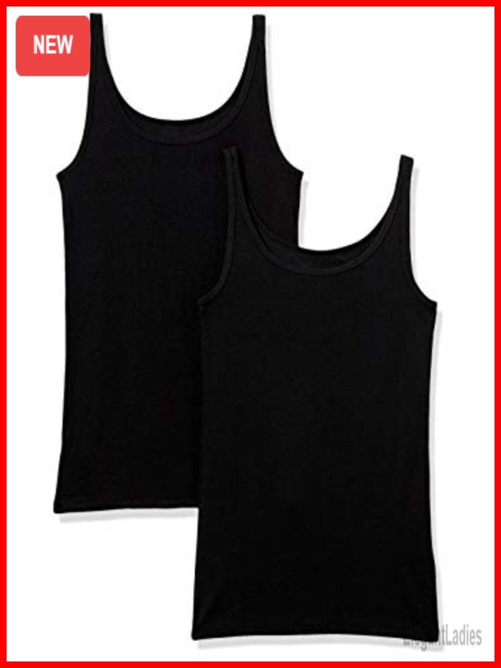 Women's Slim Fit Thin Strap Tank Top Scoop Neck 2 Pack Cotton Modal Micro Rib